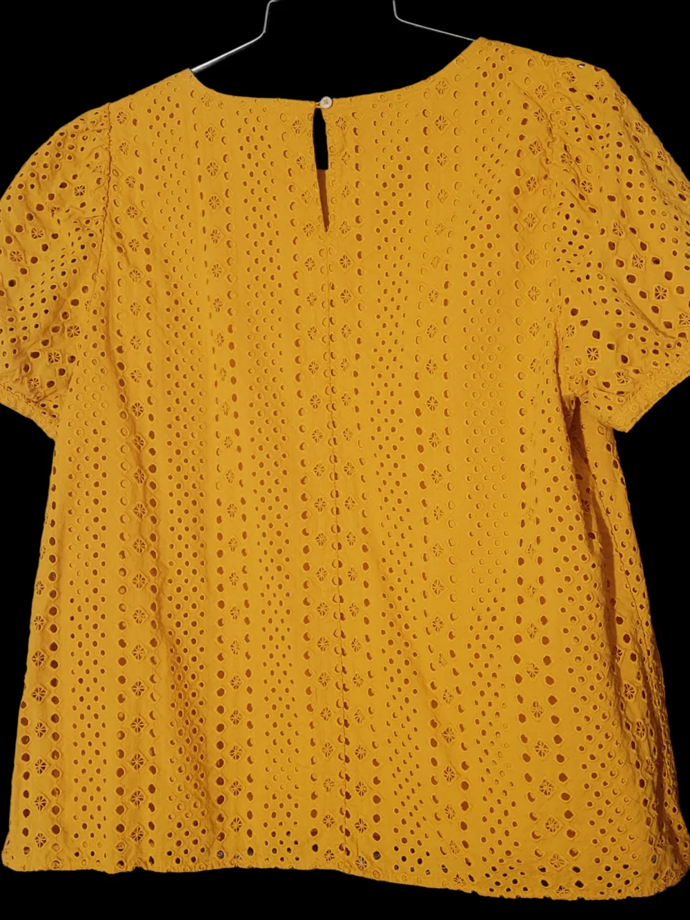 J. Crew Retro Mustard Eyelet Puff-Sleeve Top